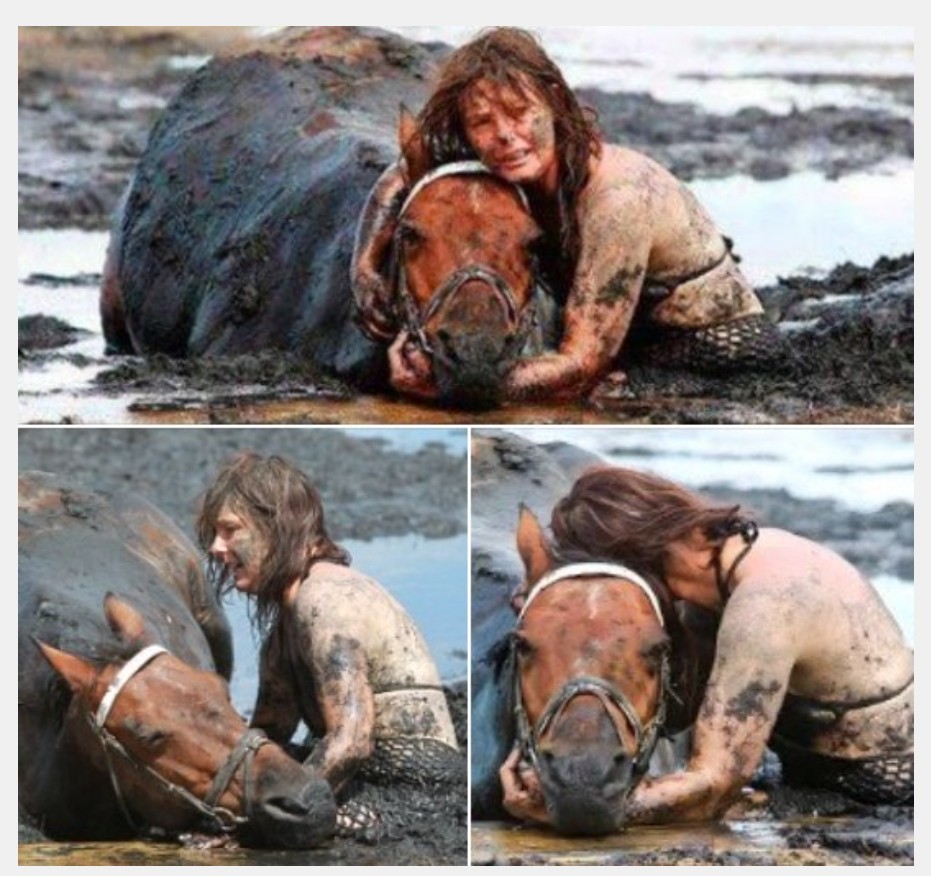 As her horse was drowning, this woman did the unthinkable 💔🥹 Check comments 👇🏻